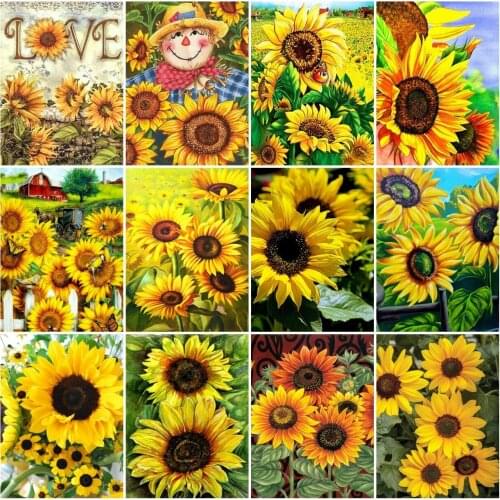 AZQSD 5D Diamond Embroidery Sunflower Mosaic Handicraft Diamond Painting Flower Cross Stitch Rhinestones Home Decoration