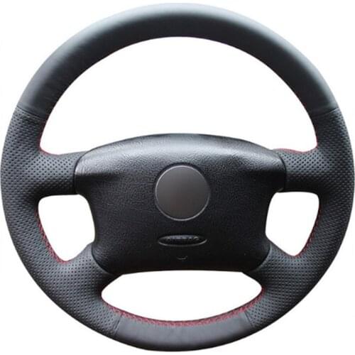 Top Leather Steering Wheel Hand-stitch on Wrap Cover For VolksWagen Passat B5 Golf 4 Skoda Octavia 1999-2005