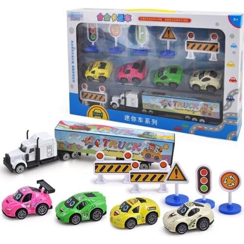 Childrens toy pull back alloy car model combination set cartoon cartoon sports car model