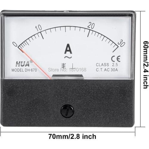 DH-670 AC 0-30A Rectangular Ampere Needle Panel Meter Gauge Amperemeter DH670