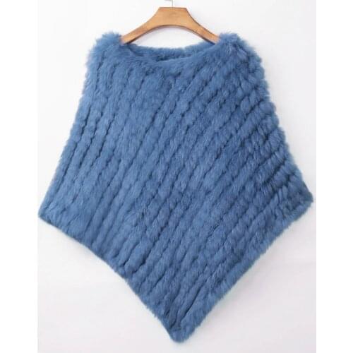 ETHEL ANDERSON 100%Real Rabbit Fur Knitted Fur Poncho Vest Colors Vest Wrap Coat Shawl Lady Natural Fur Wedding Wholesale