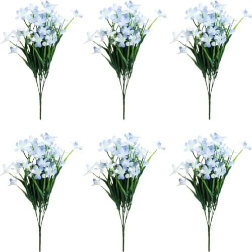 Artificial Flower For Wedding Party Supply 6 Bundles Home Living Room Decoration Pink 28 Heads Fake Flowers