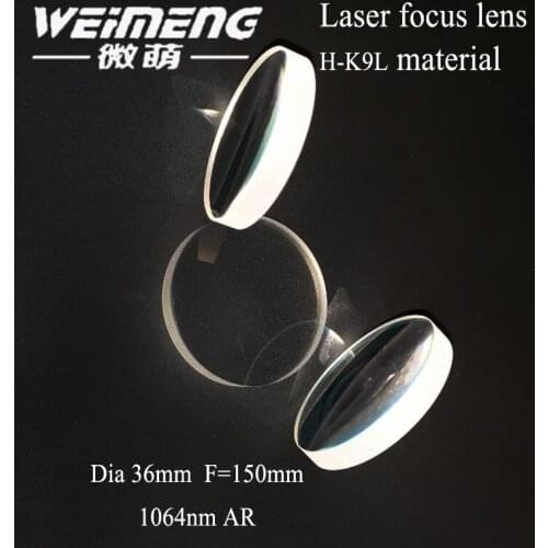 Weimeng laser focusing mirror plano-convex 36*6mm F=150mm H-K9L material 1064nm for laser welding engraving machine