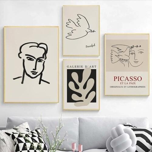 Picasso Minimalist Matisse Abstract Wall Art Canvas Painting Nordic Posters and Prints Living Room Wall Pictures RoomDecoration