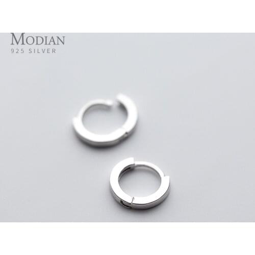 Modian Round Simple Hoop Earrings For Women & Female Classic Charm Cute Real 925 Sterling Silver Anniversary Gift Jewelry Bijoux
