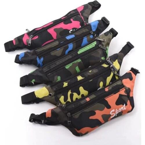 Mens New Fashion & Sports Camouflage Running Bag Multi-Function Casual Ultra-Thin Camouflage Running Bag Chest Bag