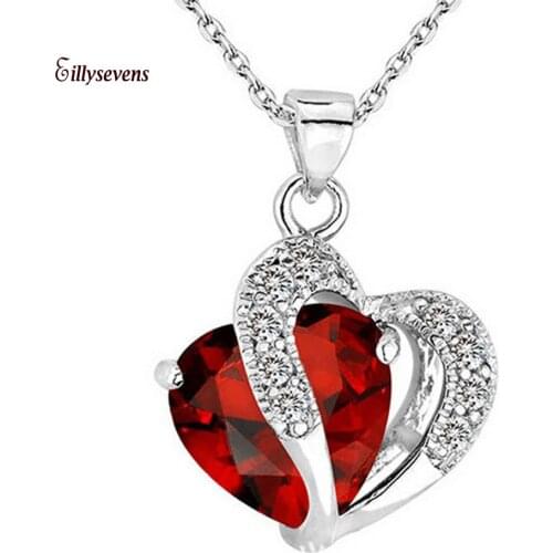 Heart Crystal Rhinestone Necklace Fashion Necklace For Women Silver Chain Pendant Necklace Jewelry Pendant Choker
