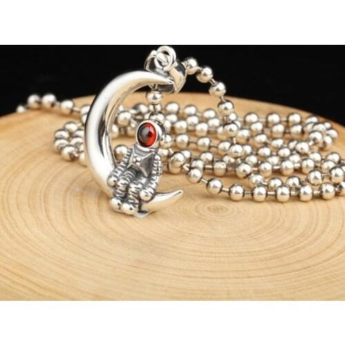 S925 Sterling Silver Charm Pendants 2021 Popular Half Moon Cosmonaut Hanging Jewelry Pure Argentum Amulet for Women Men
