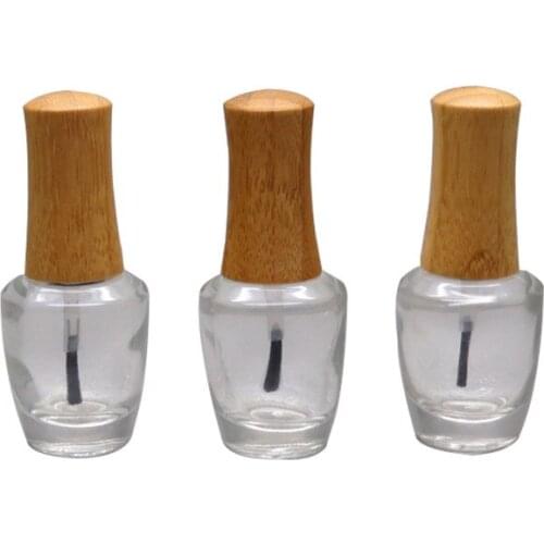 20pcs 15ml Empty Nail Polish Bottle Cosmetic Containers Nail Glass Bottles with Brush Transparent Glass With Bamboo Lid