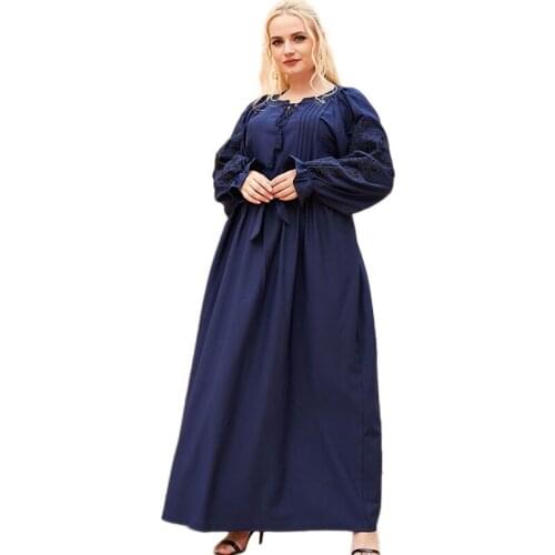 Ramadan Embroidery Long Dress Spring Long Sleeve Women Maxi Robe Muslim Islamic Vestido Arab Abaya Kaftan Ethnic Dubai Gown New