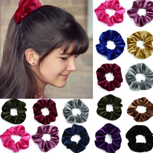 1PCS All sorts of color Velvet Women Girls Elastic Hair Rubber Tie Hair Ring Rope Ponytail Hair Band For Women Hair Accessories