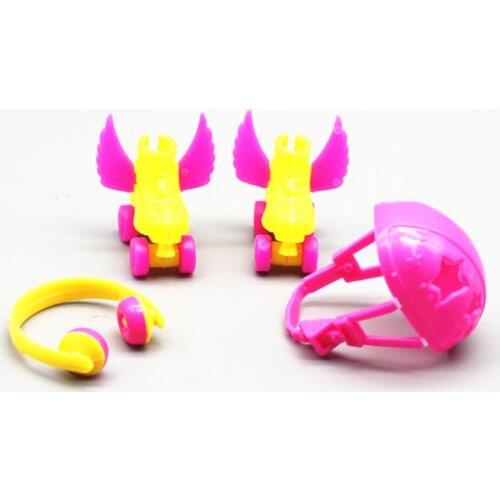 Roller Skate Set For 1/6 Dolls Shoes headset helmet Accessories Kids Girls Toy Roller Play
