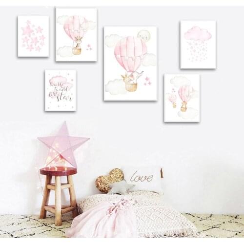 Pink Balloon Animals Nordic Decorative Canvas Painting Wall Posters For Children Bedroom Decoration Home Decor