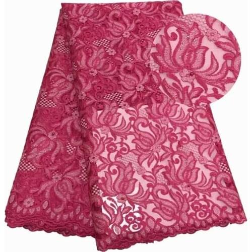 SJ Lace 5Yards African Net Lace Fabric High Quality Beaded French Nigerian Embroidered Tulle Lace Fabric For Women Wedding c2-36