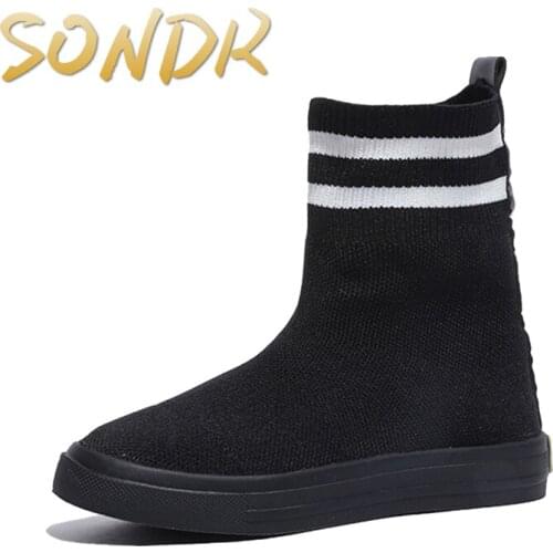 Elastic socks shoes women 2020 spring and autumn net red new tide shoes flying woven high-top casual sports shoes