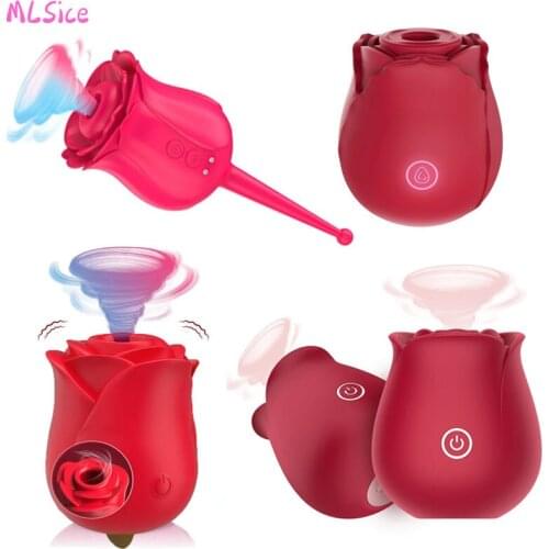 Rose Sucking Shape Vagina Vibrator Intimate Nipple Good Sucker Clitoris Oral Licking Sex Stimulation Powerful Toys for Women