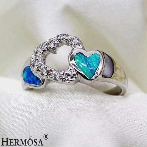 Hermosa Beautiful Love Gift Heart Australia Opal Ring Size 7 8 Fashion Women Rings R1027