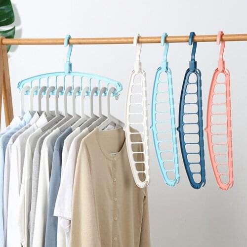 2 Pcs Non-Slip Magic Hanger Closet Organizer Hangers For Clothes Drying Rack Plastic Porous Multifunctional Shelf Organizers