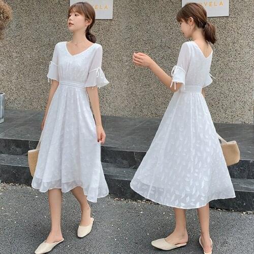 2131# Maternity Dress Summer nursing chiffon Short Sleeve Easy Matching Loose Stylish Dress for Pregnant Women Mom Dress