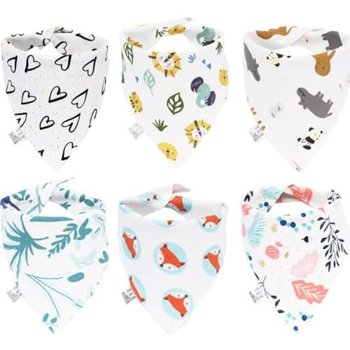 3 Pcs/Lot Baby Bibs Triangle Double Cotton Bibs Animal Geometric Print Saliva Towel Baby Boys Girls Feeding Apron Bandana Bibs