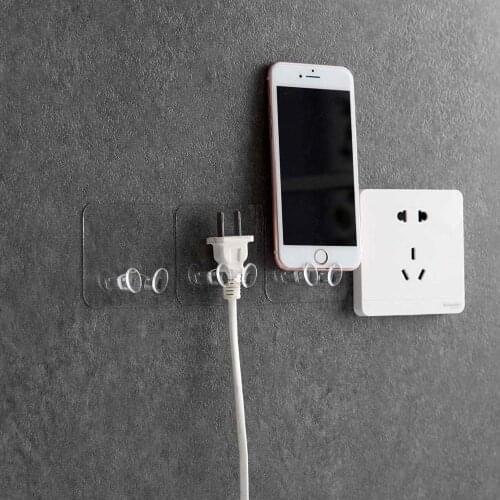 OTHERHOUSE 3Pcs Transparent Plug Socket Holder Wall Adhesive Hooks Shaver Phone Holder Hanger Key Holder Wall Hook Minimalist