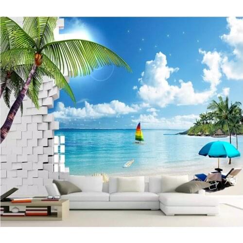 Custom mural 3d photo wallpaper on a wall Seaside coco brick wall landscape background Home decor 3d wall murals wallpaper