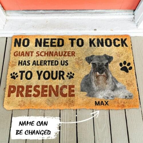 3D No Need To Knock Giant Schnauzer Dog Custom Name Doormat Indoor Doormat Non Slip Door Floor Mats Decor Porch Doormat