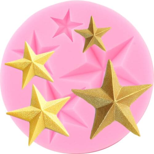 3D Five-pointed Star Shape Silicone Mold DIY Cupcake Topper Fondant Cake Decorating Tools Candy Clay Chocolate Gumpaste Moulds