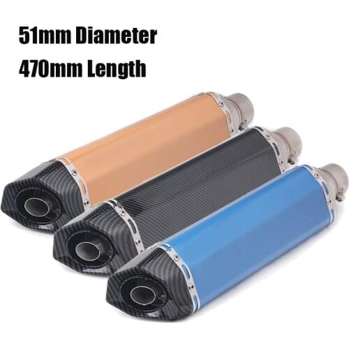 51mm Modified Exhaust Tips Muffler End Pipe With Removable DB Killer Baffle Aluminum 470mm Fit Universal Motorcycle Dirt Bike