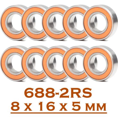 688-2RS Bearing ABEC-3 10PCS 8x16x5 mm Miniature 688RS Ball Bearings 618/8RS Z3V3 Orange Sealed Bearing 688 2RS