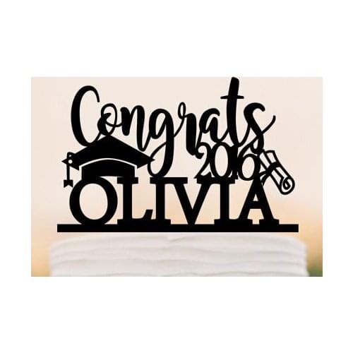 Acylic Personalised name Graduation cake toppers school class graduate party decorations