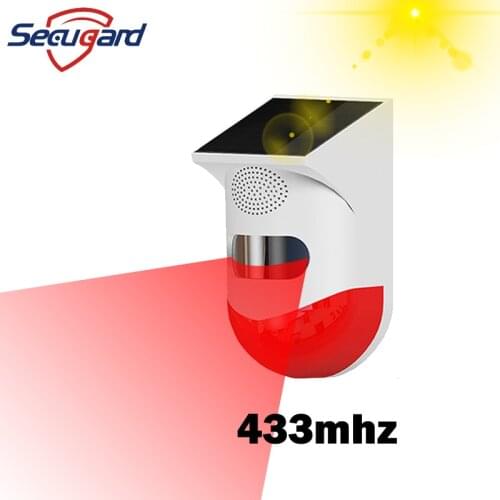 433MHz Solar Wireless Siren Infrared Motion Detector Pet Immune Outdoor Waterproof Strobe Sound Alarm Home Burglar Alarm System