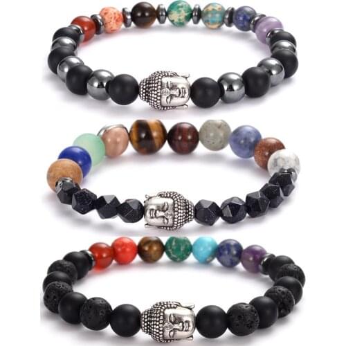 Chakra Stones Yoga Bracelets Beaded Solar System Planets Stretch Reiki Healing Buddha Bracelets Bangles