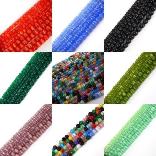 4/6/8/10mm Colorful Round Opal Natural Cat Eye Beads Round Loose Beads For Jewelry Making DIY Necklace Bracelet