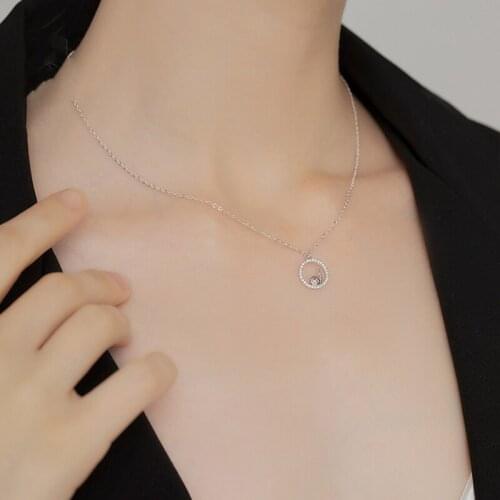 Geometric Circle Round Snail Cubic Zirconia 925 Sterling Silver Clavicle Chain Necklace For Women Fashion Trendy Jewelry