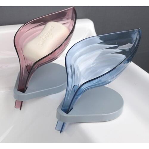 Leaf Shape Soap Holder Sink Sponge Drain Box Creative Suction Cup Soap Storage Drying Rack Cleaning Brush Case Bathroom Supplies