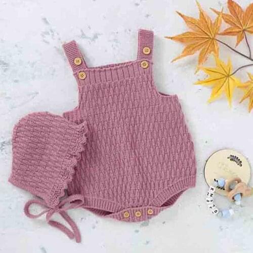 Baby Knitting Bodysuit LSleeveless Knitting One Piece Baby Girl Triangle Creeper Autumn Winter Baby Boys Bodysuit have Hat