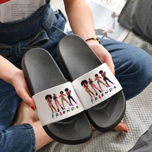 Slipper For Woman 2021 Friends Pattern Non-slip Flip Flops Ladies House Indoor Slipper Comfort Shoes Beach Sandal Plus Size 41