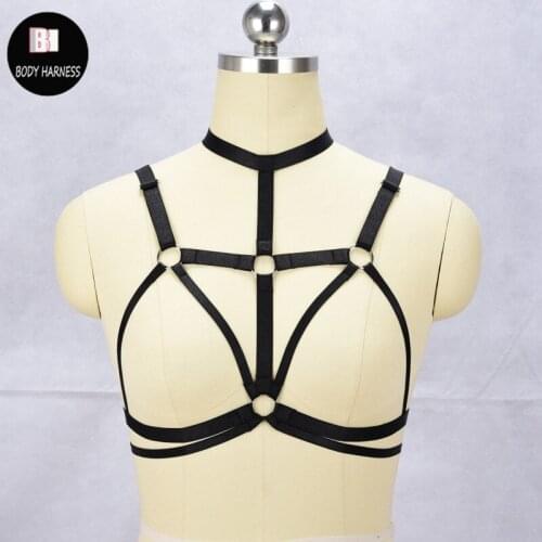 Harajuku sexy lingerie harness pastel goth body harness cage bra gothic fetish wear bondage lingerie body harness