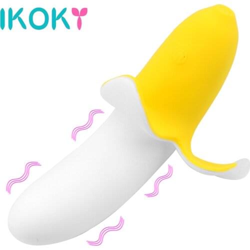 IKOKY Stimulator Soft Silicone Dildo Banana-shaped Clitoral Vibrator G-spot Vaginal Female Masturbator