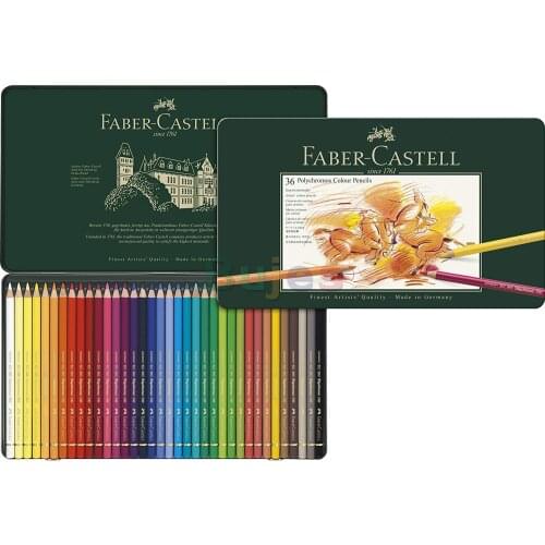 Faber-Castell Polychromos 36 Pencil green Metal Tin Set,highest quality materials in Polychromous pencils
