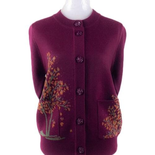 WSYORE Autumn and Winter Grandma Gift Sweater Coat Thick Flower Mother Knitted Cardigan Jacket Large Size Velvet Coat NS3006