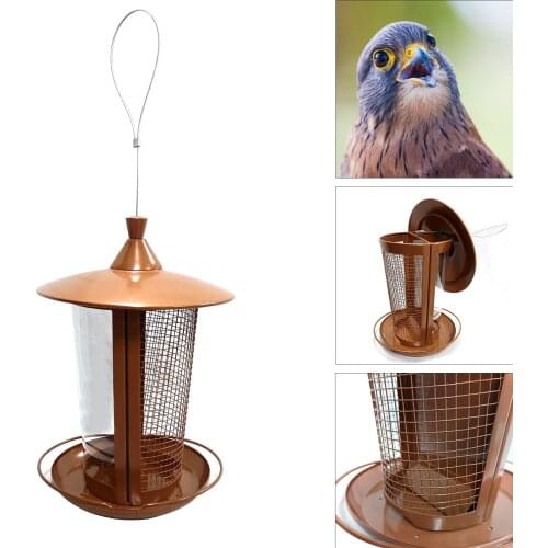 Metal Mesh Hanging Bird Feeder Feeding Station Yard Decor Lighthouse Shaped
