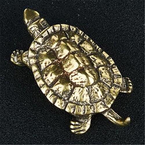 Casting Metal Tortoise Ornaments Gifts 3D Figurine Mini Animal Collect Home Office Room Desktop Decoration Sculpture