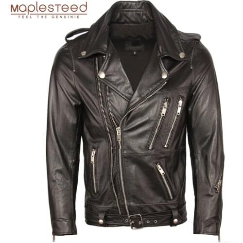 Motorcycle Leather Jacket Men Genuine Leather Jackets 100% Cowhide Sheepskin Moto Biker Leather Jacket Man Skin Coat Autumn M353