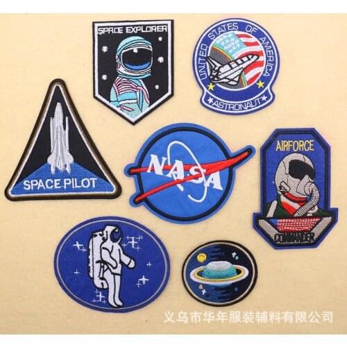 50pcs/Lot Embroidery Patches Letters Clothing Decoration Accessories Astronaut Spaceship Diy Iron Heat Transfer Applique