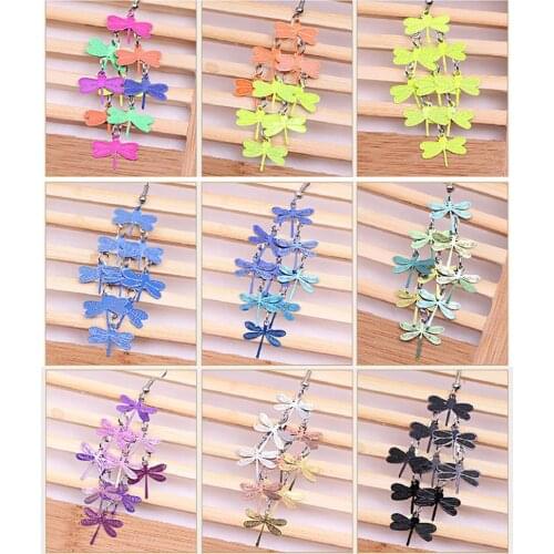 2021 New Earrings Fashion Cute Compact Women Dragonfly Shape Dangler for Party Banquet