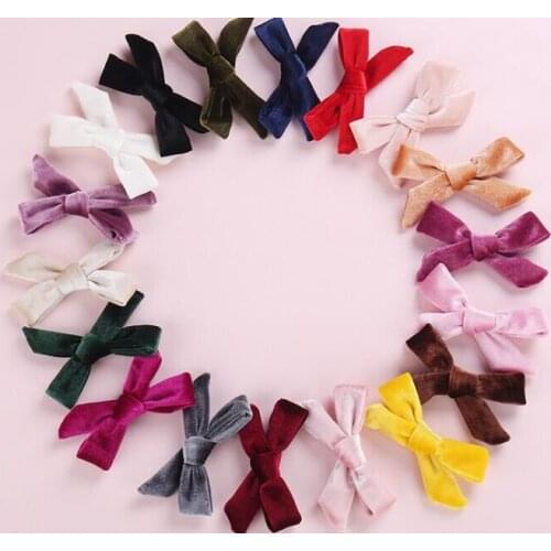 60pc/lot New 4 inch Velvet Bow With Clip Girls Hairpins Buotique Fabric Bows Barrettes Hairgrips Chidlren Kids Headwear