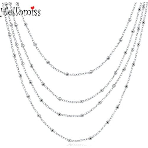4 Layer Beads Chain Necklace for Women 925 Silver Chokers Necklaces Collar Woman Wedding Jewelry Bijoux Fashion Collier Femme