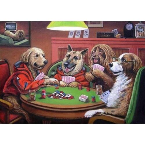 Full Square/round 5D DIY Diamond Painting Animal dog playing poker Diamond Embroidery Sale Rhinestones Mosaic Home Decor AZ697